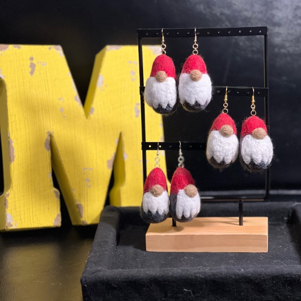 Red and White Gnome Earrings
